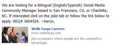 wells fargo job posting
